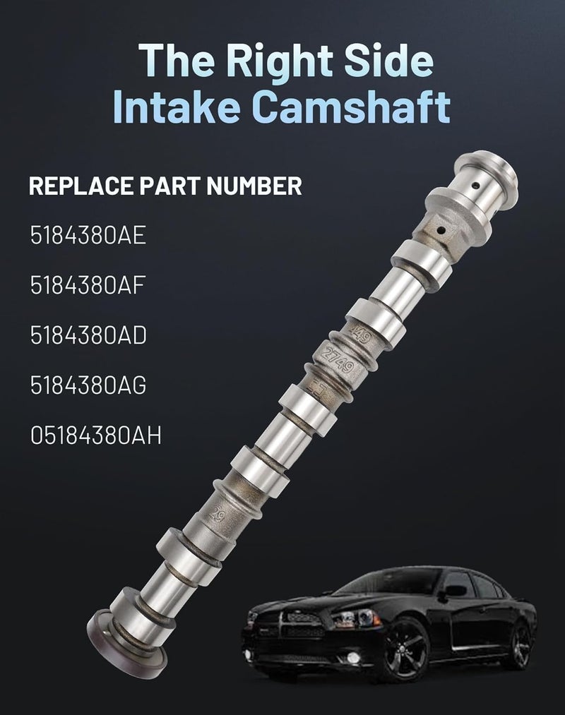 Radvik Right Side Intake Camshaft 05184380AH Compatible with Dodge Challenger Charger Durango Jeep Wrangler Cherokee Ram 1500 3.6L V6 2011-2016 Replaces #5184380AG, 5184380AE - Image 3